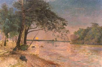 Alfred Wahlberg : View Of Kronenberg Castle At Sunset